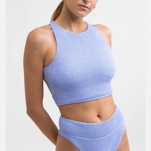 Free People Rhythm Wave Break Cross Back Surf Top - Violet